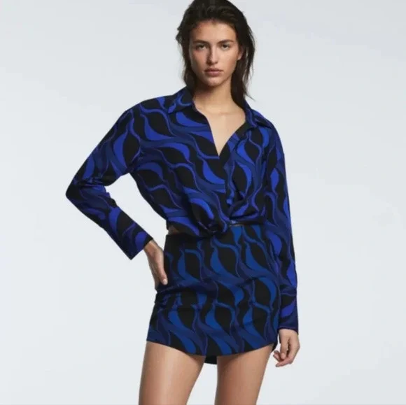 Zara Pleated Printed Shirt NWT - Picture 1 of 10